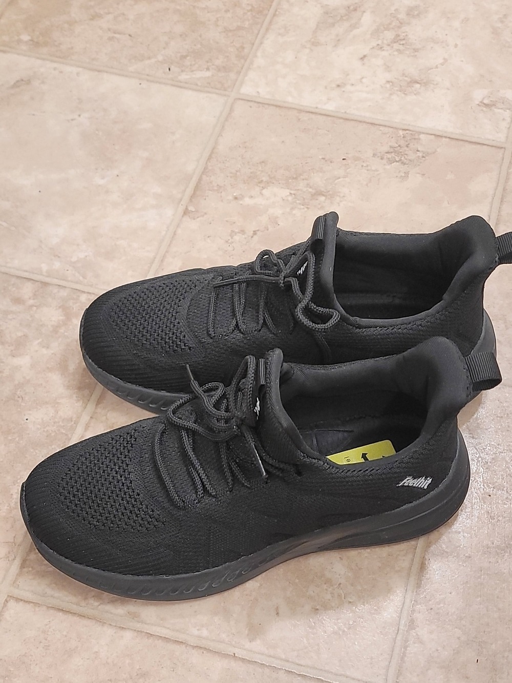 Women's Black Knit Athletic Sneakers with Lightweight Cushioning